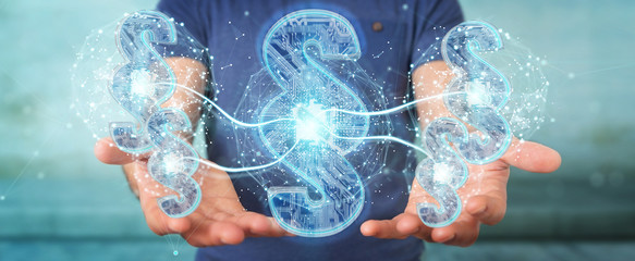 Businessman using 3D rendering digital paragraph law symbol