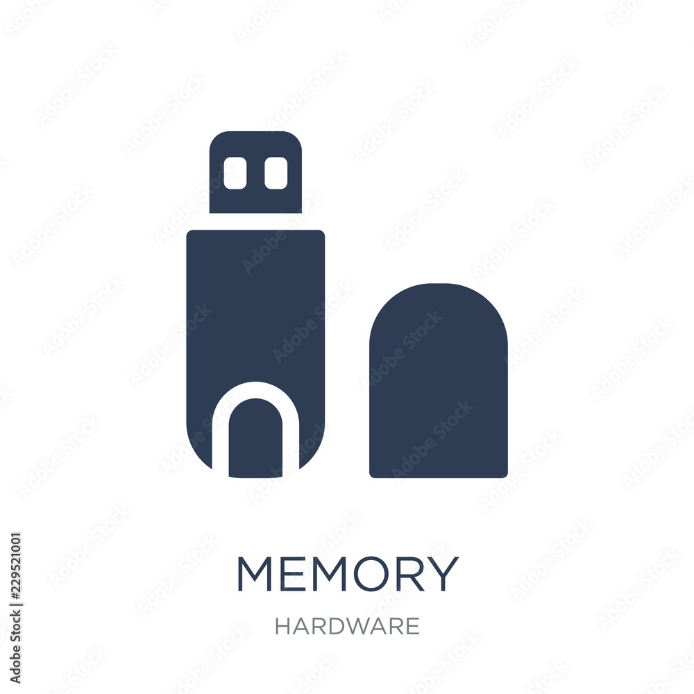 Poster memory icon. trendy flat vector memory icon on white background from hardware collection