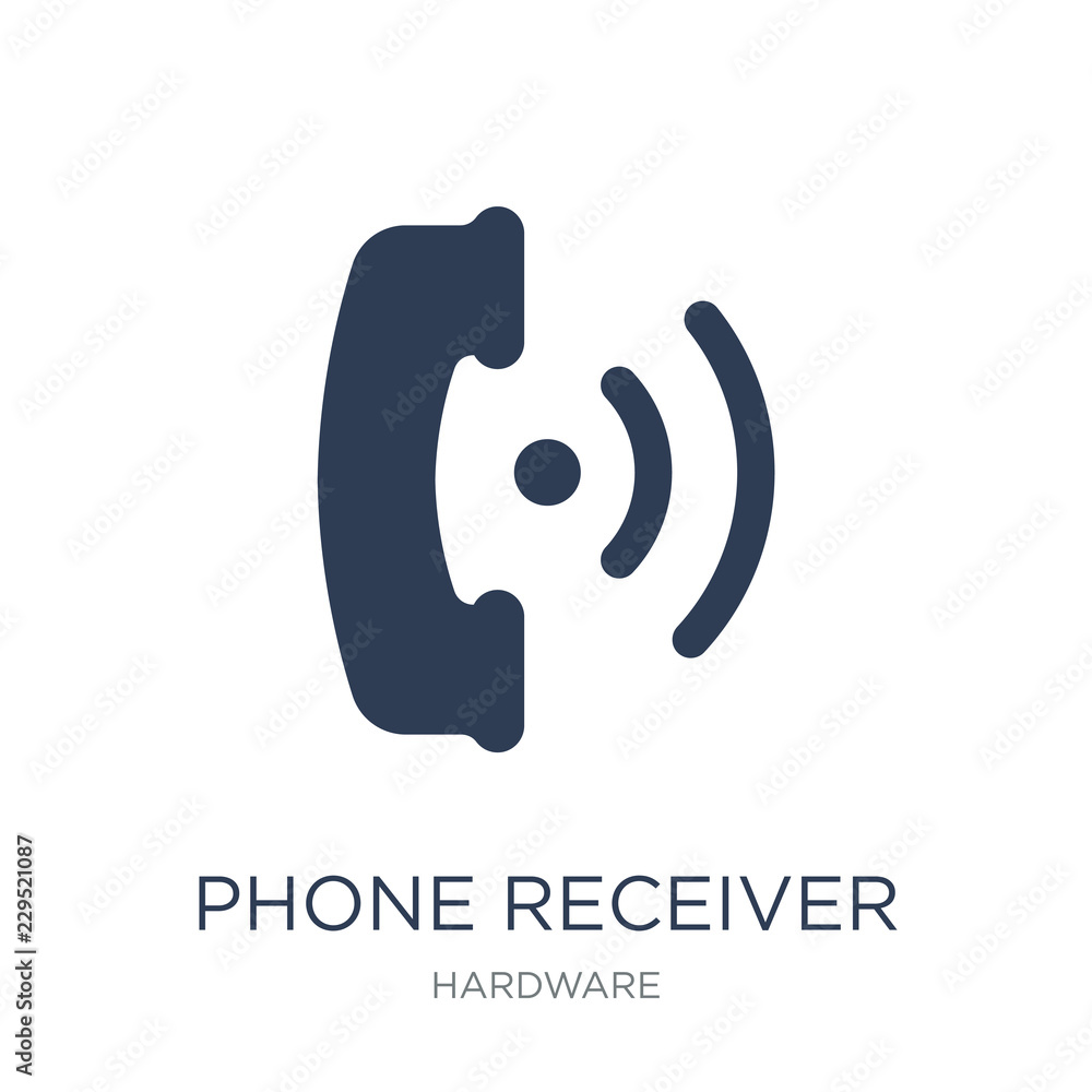 Poster phone receiver with signal icon. trendy flat vector phone receiver with signal icon on white backgro