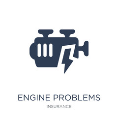 Engine problems icon. Trendy flat vector Engine problems icon on white background from Insurance collection