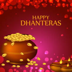 Inidan holiday of Happy Dhanteras during Diwali season for prosperity