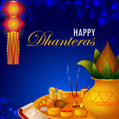 Inidan holiday of Happy Dhanteras during Diwali season for prosperity