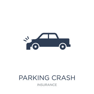 Parking crash icon. Trendy flat vector Parking crash icon on white background from Insurance collection
