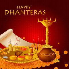 Inidan holiday of Happy Dhanteras during Diwali season for prosperity