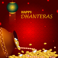 Inidan holiday of Happy Dhanteras during Diwali season for prosperity