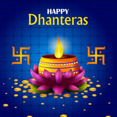Inidan holiday of Happy Dhanteras during Diwali season for prosperity