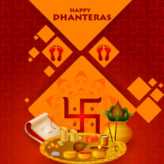 Inidan holiday of Happy Dhanteras during Diwali season for prosperity