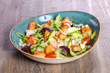 Salad with grilled salmon