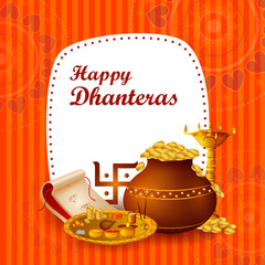 Inidan holiday of Happy Dhanteras during Diwali season for prosperity
