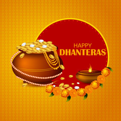 Inidan holiday of Happy Dhanteras during Diwali season for prosperity