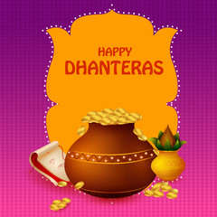 Inidan holiday of Happy Dhanteras during Diwali season for prosperity