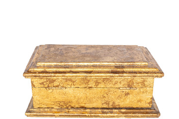 Old rustic Golden painted, wooden box
