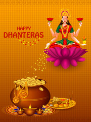 Inidan holiday of Happy Dhanteras during Diwali season for prosperity