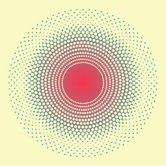 graphic halftone flower in ivory blue red