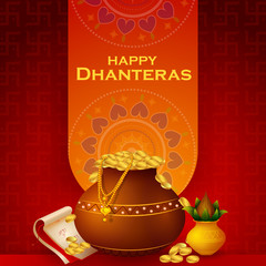 Inidan holiday of Happy Dhanteras during Diwali season for prosperity
