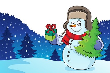 Image de sujet de bonhomme de neige de Noël 2