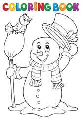 Papier Peint photo Lavable Pour enfants Coloring book snowman topic 4