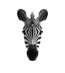 Low poly illustration. Triangle art, zebra head
