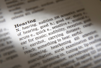 DICTIONARY PAGE SHOWING DEFINITION OF THE WORD HEARING
