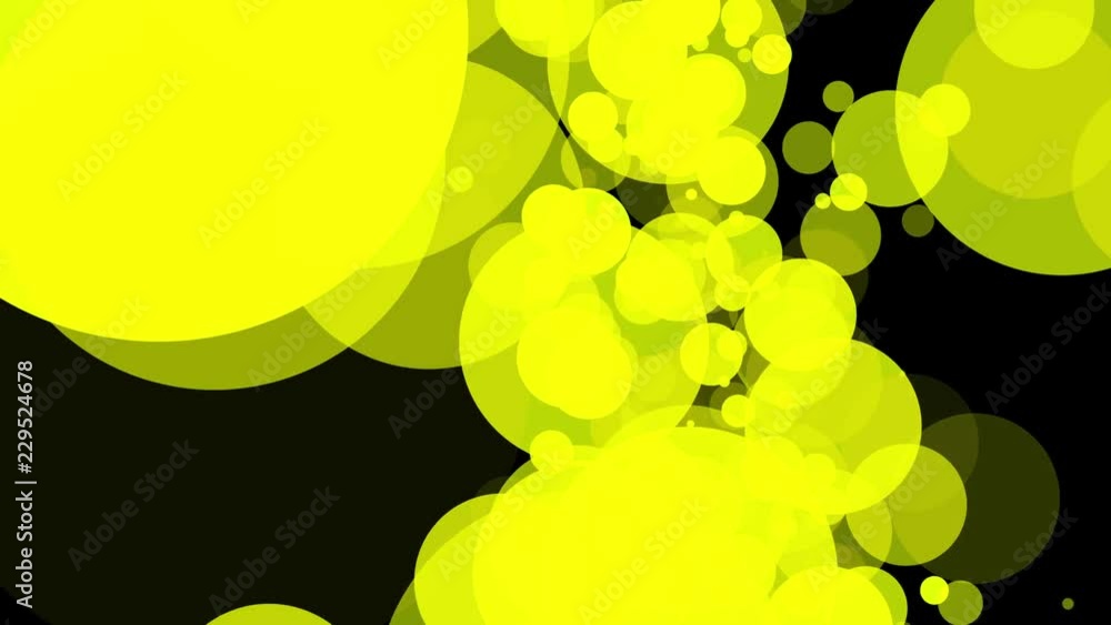 Aufkleber yellow translucent particles slowly moving on a dark background. abstract animation. 3d rendering
