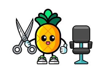 Pineapple barber man mascot cartoon illustration
