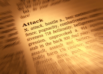 DICTIONARY PAGE SHOWING DEFINITION OF THE WORD ATTACK