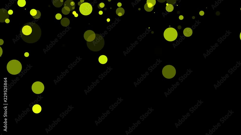 Aufkleber yellow translucent particles slowly moving on a dark background. abstract animation. 3d rendering