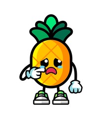 Pineapple cry mascot cartoon illustration