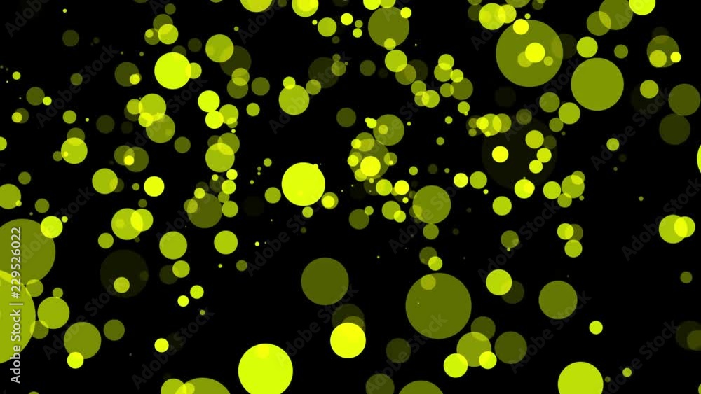 Aufkleber yellow translucent particles slowly moving on a dark background. abstract animation. 3d rendering
