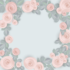 rose background. Pink roses on a blue background