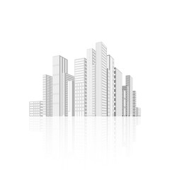 Building and city illustration. Illustration isolated on white background. Graphic concept for your design