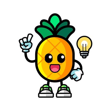 Pineapple get the idea mascot cartoon illustration