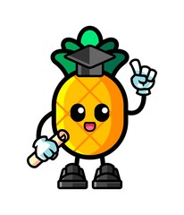 Pineapple graduation mascot cartoon illustration