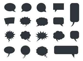 speech bubbles set in vector, blank empty comic clouds