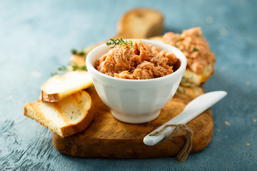 Salmon pate, or rillettes