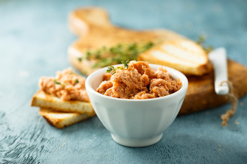 Salmon pate, or rillettes