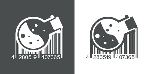 Icono plano código de barras probeta en gris y blanco