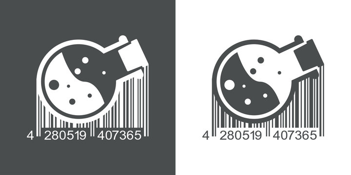 Icono plano c&oacute;digo de barras probeta en gris y blanco
