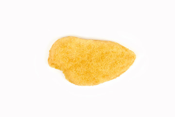 fried chicken breast on white background, photo in studio