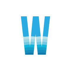 W letter with sea wave logo