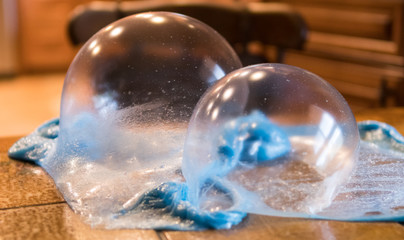 Large bubbles made from kid slime material.