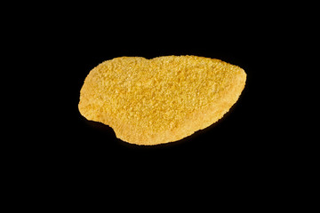 fried chicken breast on black background, photo in studio