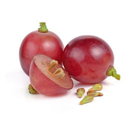 red grapes isolated on white background