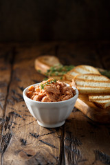 Salmon pate, or rillettes