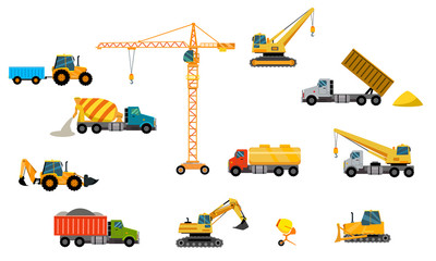 Twelve units of vector construction equipment