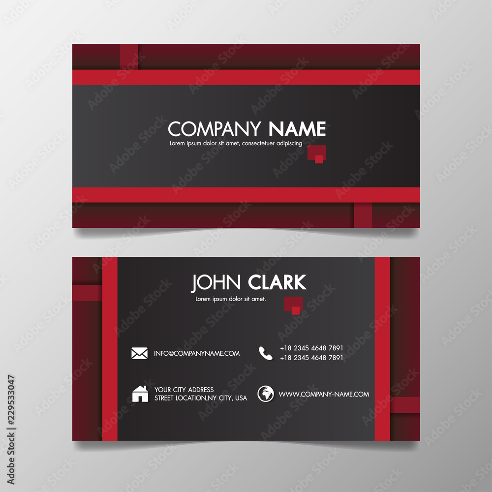 Poster red and black modern creative business template patterned and name card,horizontal simple clean vect