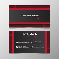 Red and black modern creative business template patterned and name card,horizontal simple clean vector design minimal icon concept, layout in rectangle size.
