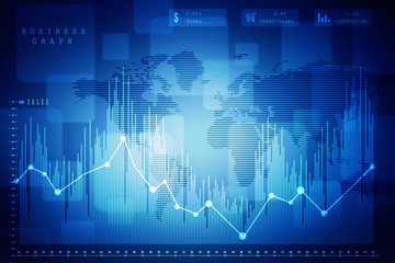 2d rendering Stock market online business concept. business Graph 