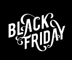 Black Friday Sale Poster with handdrawn lettering. Vector.