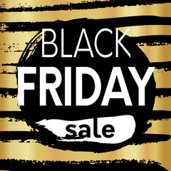 Fototapeta premium Black friday sale banner design for social media, advertisment, promotion,newsletter, flyer, card with gold and black brush strokes on background